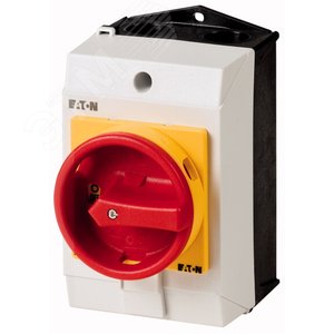 T0-2-113/I1/SVB,  Главный выключатель в корпусе 3p +1 НЗ, Ie = 12A, красная ручка, 0-1, 90 ° - EATON