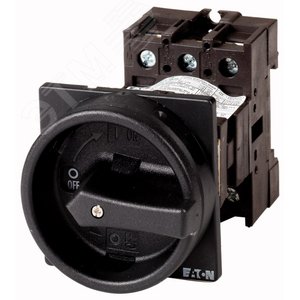 P1-25/V/SVB-SW,  Главный выключатель 3P 25A , черная ручка , запираемый , заднее крепление - EATON