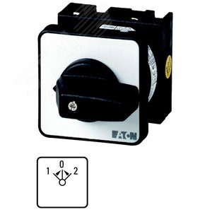 Кулачковый переключатель, 3P, Ie = 12A, Пол. 2 > 0 <1 , 45 °, 48х48 мм , переднее крепление в отверстие 22мм,  T0-3-8216/EZ (086307) - EATON