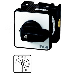 T0-4-15602/E,  Кодирующий переключатель, Ie = 12A , Пол. 0-9 , 30 °,  48х48 мм , переднее крепление