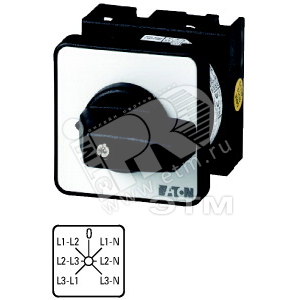 T0-3-8007/EZ  Вольтметр переключатель, 3P + N , FS Phase/Phase-0-Phase/N , 45 °, 48х48 мм , централь - EATON