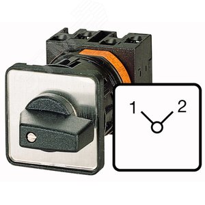 T0-1-8220/EZ,  Кулачковый переключатель, 1P , Ie = 12A , Пол. 1-2 , 90 ° 48х48 мм , переднее креплен
