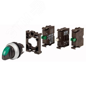 M22-WRLK3-G-2K10LED-BVP,  Переключатель 3-позиц. зеленый с подсветкой, 1НО, 24В DC - EATON