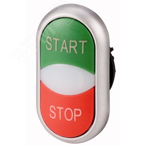 M22-DDL-GR-GB1/GB0  Двойная кнопка с сигнальной лампой с обозначением START, STOP, цвет зеленый/крас - EATON