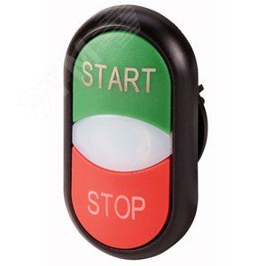 M22S-DDL-GR-GB1/GB0  Двойная кнопка с сигнальной лампой с обозначением START, STOP, цвет зеленый/кра - EATON