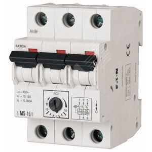 Z-MS-2,5/3  Модульный автомат защиты двигателя 2,5 А, 3 полюса - EATON