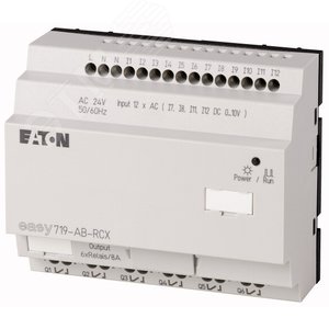 Программируемое реле 24V AC, цифровые,  12 DI (4 могут использоваться как как аналог.), 6DO, реле 10А, часы реального времени,  EASY719-AB-RCX10 - EATON
