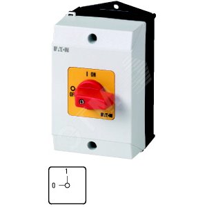 T0-2-8900/I1-RT,  Кулачковый переключатель в корпусе, красная ручка, 3P + N, Ie = 12A, Пол. 0-1, 90
