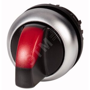 M22-WLKV-R,  Переключатель с поворотной ручкой V-позиционный 60?, с фиксацией, цвет красный с подсве - EATON