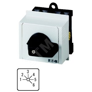 Ступенчатый переключатель, 1P , Ie = 12A , 1-6 Пол. , 45 °,  45x45mm , модульное исполнение,  T0-3-8233/IVS - EATON