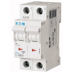 Автоматический выключатель 0,5А, кривая отключения C, 2 полюса, откл. способность 10 кА