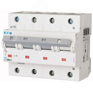 PLHT-D80/3N Автоматический выключатель 80А, кривая отключения D, 3+N полюса, откл. способность 20 кА - EATON
