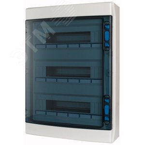 Шкаф навесной IP65, 3 ряда 54 модуля, профессиональная серия, прозрачная дверь, N/PE клеммы в комплекте, IKA-3/54-ST (174202) - EATON