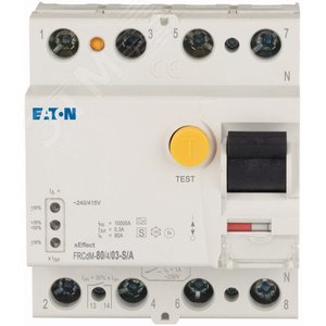 FRCDM-80/4/03-S/A Цифровое устройство защитного отключения, 4 полюса, 300мА, 80А - EATON