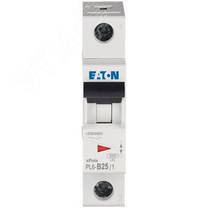 PL6-B25/1  Выключатель автоматический 25А, кривая отключения B, 1 полюс, откл. способность 6 кА