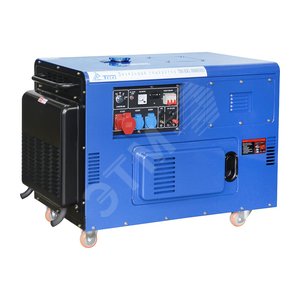 Генератор дизельный TSS SDG 10000EHS3, мощность 10 кВт, 3 фазный, напряжение 400, электростартер, колеса, шумозащитный кожух, двигатель  R2V870X (77007) - ТСС