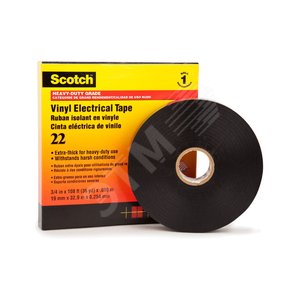 Изолента ПВХ черная 19мм 33м Scotch 22 износостойкая - 