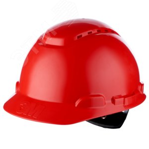 каска защитная 3M H-700N-RD красная, с вентиляцией, с храповиком - 