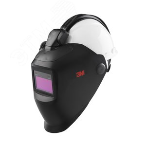 Щиток защитный лицевой сварщика 3M 10V QR c рейкой, со светофильтром 10V и c каской H-701 - 
