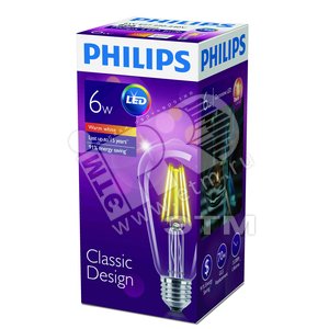 Лампа светодиодная LED 6(70)Вт Е27 2700К ST64 прозрачная винтажная колба филамент (929001237408)