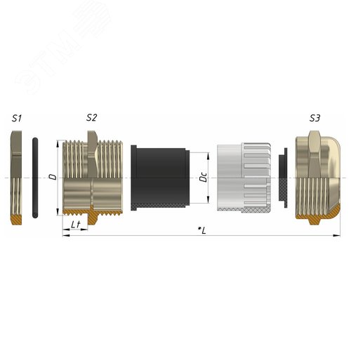 Ввод кабельный  М  75х2 латунный УТ1,5 IP66/IP67/IP68 (d кабеля 42-52 мм) ГОФРОМАТИК 3