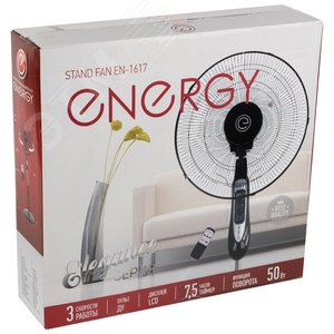 Вентилятор напольн. Energy ELEGANCE EN-1617 с пульт ДУ, 16, черный, высота 1,25м, таймер, измер. темпер., 1шт/коробка (003717) - фото 6