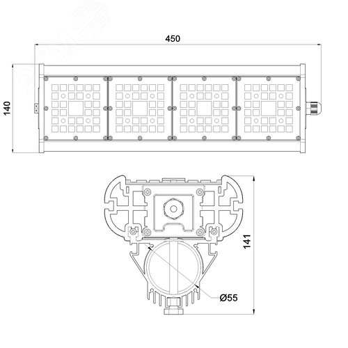 Светильник светодиодный уличный ДКУ 85Вт 13360Лм 3000К IP67(Фрегат 41-85-Ш-155х70-ПТ/0/0-3К80-К67)