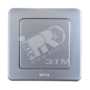 Переключатель одноклавишный скрытый с индикацией серебро 16А