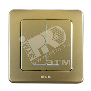 Выключатель двухклавишный скрытый с индикацией золото 16А