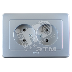 Розетка двойная скрытая серебро