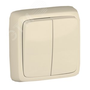Выключатель двухклавишный наружный с изоляционной пластиной слоновая кость 16А