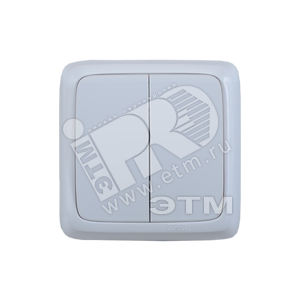 Выключатель открытой установки, двухклавишный, цвет белый | ВА10-151 | HEGEL