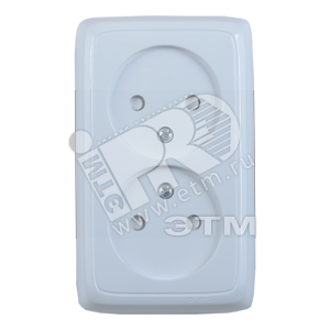 Розетка открытой установки, двухместная, со шторками, с монтажной пластиной, цвет белый | РА16-146 | HEGEL