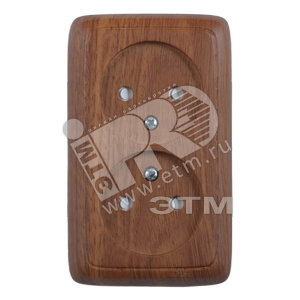 Розетка открытой установки, двухместная, со шторками, цвет дуб | РА16-142-05 | HEGEL