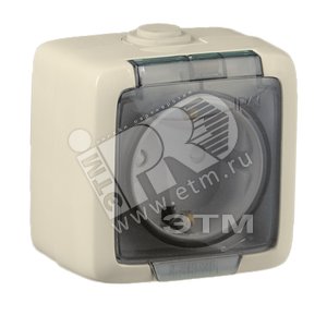 Розетка наружная с заземлением без шторок слоноваякость IP44