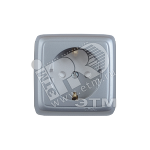 Розетка открытой установки, одноместная, с заземляющим контактом, со шторкой, с монтажной пластиной, цвет серебро | РА16-116-06 | HEGEL