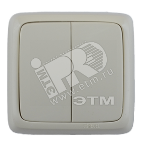 Выключатель открытой установки, двухклавишный, с индикацией, цвет слонова кость | ВА16-152-01 | HEGEL