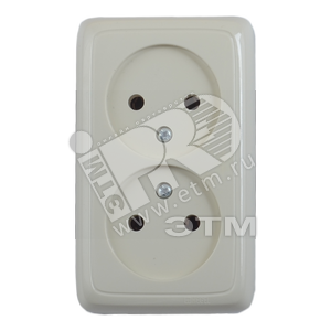 Розетка открытой установки, двухместная, цвет слонова кость | РА16-141-01 | HEGEL