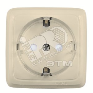 Розетка наружная с заземлением с изоляционной пластиной со шторками (стакан) слоновая кость