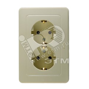 Розетка двойная скрытая с заземлением слоновая кость