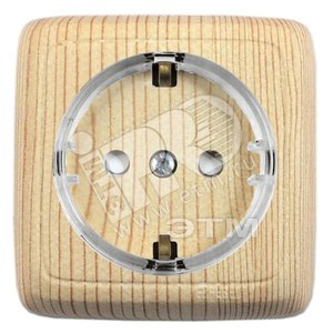 Розетка наружная с заземлением с изоляционной пластиной со шторками (стакан) сосна