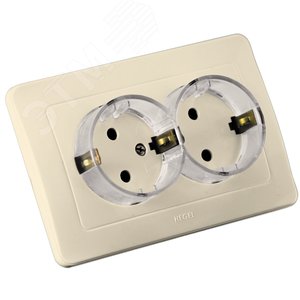 Розетка двойная скрытая с заземлением (стакан) слоновая кость
