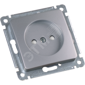 MASTER Розетка одноместная со шторками, скрытой установки, в рамку, серебро