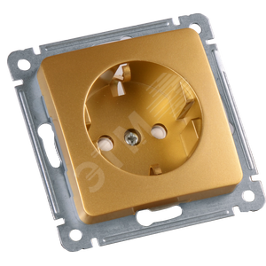 MASTER Розетка одноместная с заземляющим контактом, со шторками, скрытой установки, в рамку, золото