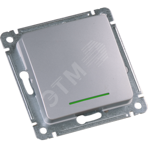 Выключатель одноклавишный, с индикацией, скрытой установки, в рамку, серебро