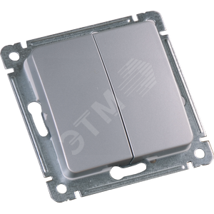 MASTER Выключатель двухклавишный скрытой установки, в рамку, серебро