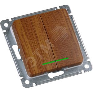 MASTER Выключатель двухклавишный с индикацией, скрытой установки, в рамку, дуб