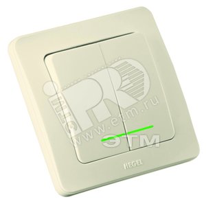 Выключатель двухклавишный скрытый с индикацией слоновая кость 16А (ВС16-352-01)