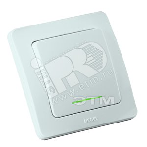 Выключатель двухклавишный скрытый с индикацией белый 16А