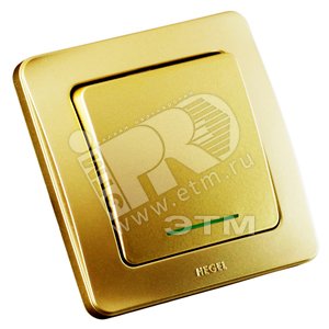 Переключатель одноклавишный скрытый с индикацией золото 16А